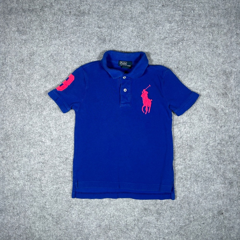 Polo Ralph Lauren Polo Shirt Boys 3/3T Blue Big Pony Short Sleeve Cotton Sporty
